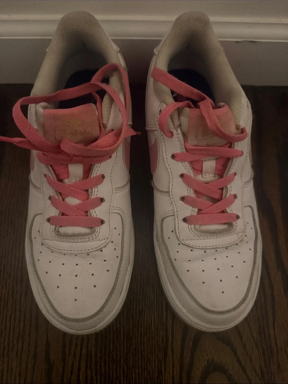 Kids White Sneakers with Pink Accents
